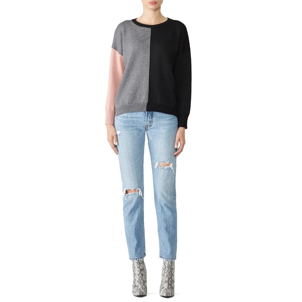 Colorblock Sweater - Black, Gray, Pink